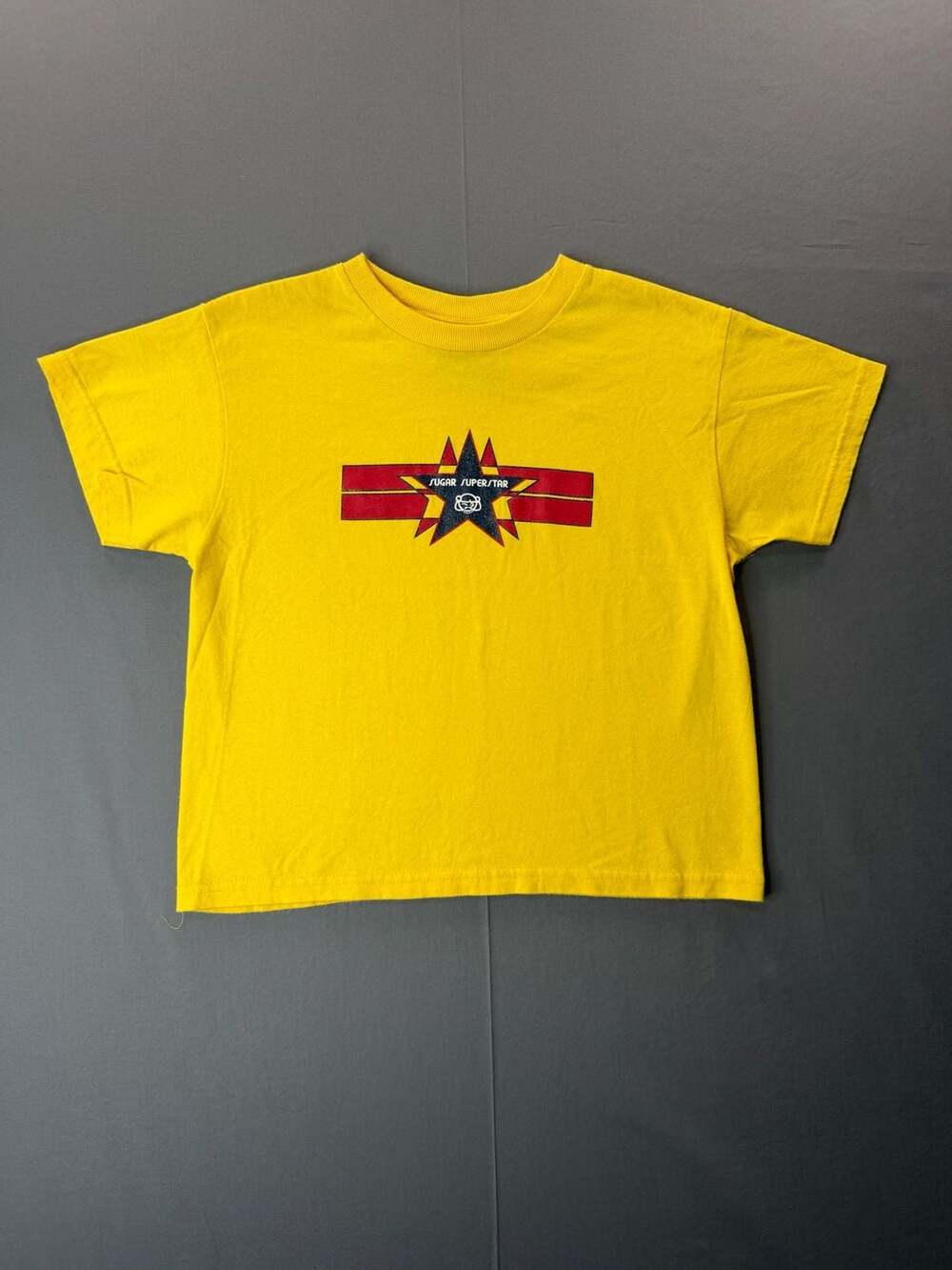 Vintage Women’s 90’s Y2K Twentysixred Sugar Superstar Graphic T-Shirt Yellow Med
